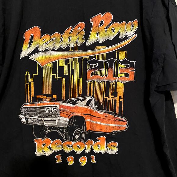 Death Row Records 3X Black Graphic T-Shirt 90s Hip Hop Rap Tee Short Sleeve - Picture 3 of 5